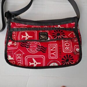 ❤️BRIGHTON Live Love Red Nylon Dual Compartment Travel Crossbody Tote Purse